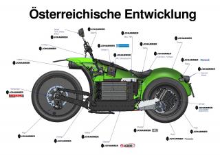 Johammer ist ein fast zu 100 % aus österreichischen Materialien gebautes Elektro-Motorrad