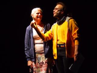 Nicole Fouche und Anthony Clair Wagner bei den Proben zum Theaterstück Transgender Moves im brut, Wien
