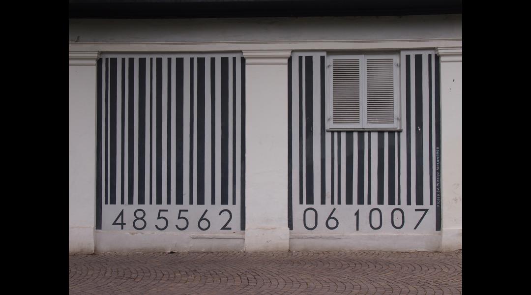 Haus mit Strichcode